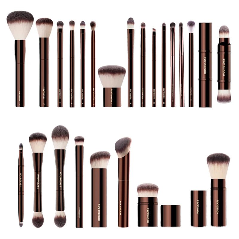 Hourglass Makeup Brush Set & Kit Include Powder Foundation Concealer Lip Blusher Bronzer Eyeshadow Eyeliner Highlight Brush - Asmota