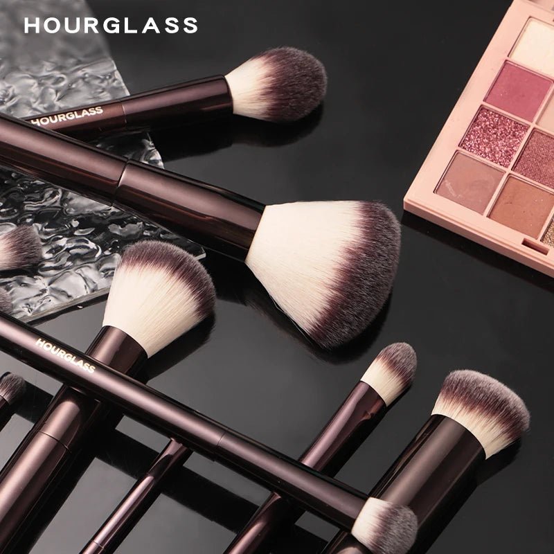 Hourglass Makeup Brush Set & Kit Include Powder Foundation Concealer Lip Blusher Bronzer Eyeshadow Eyeliner Highlight Brush - Asmota