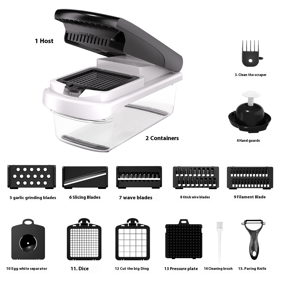 Household Multi - function Vegetable Chopper Kitchen 15 - in - one - Asmota