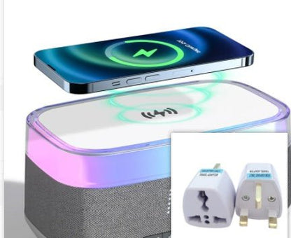 Intelligent Multifunctional Alarm Clock Bluetooth Speaker Wireless Charger Fast Charge Clock Atmosphere Night Light Home Decor - Asmota