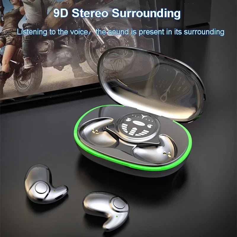 Invisible Sleep Earphones Wireless Bluetooth 5.3 Headphones IPX5 Waterproof Noise Reduction Earbuds Touch Control Headsets - Asmota