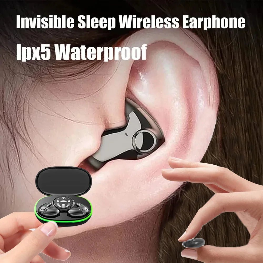 Invisible Sleep Earphones Wireless Bluetooth 5.3 Headphones IPX5 Waterproof Noise Reduction Earbuds Touch Control Headsets - Asmota