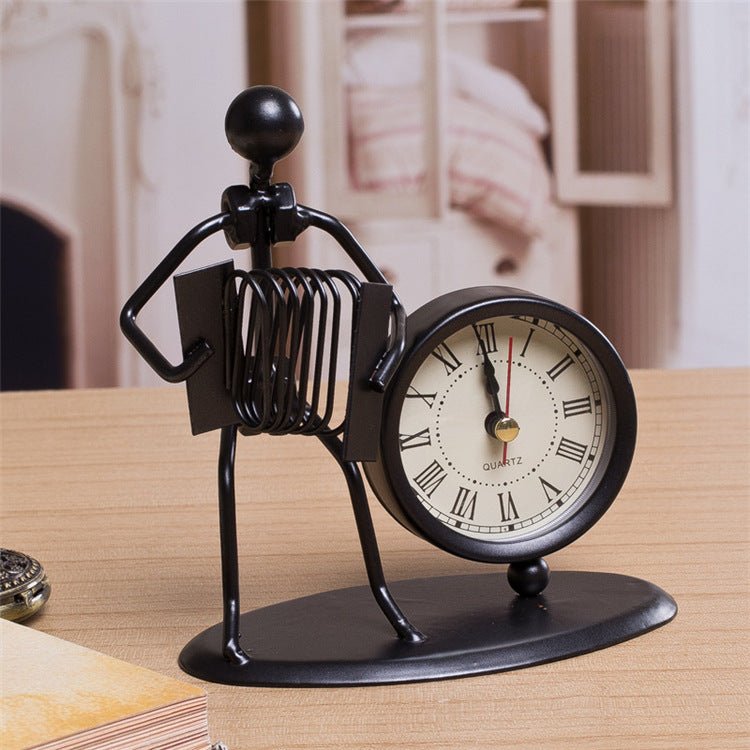 Iron Table Desk Alarm Clock With Musical Instrument Gadget Decoration Craft Gift - Asmota