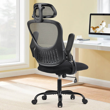 JHK Mesh Ergonomic Office Computer Desk Chair Flip - up Arms Adjustable Headrests Comfortable Lumbar Support For Home Office - Asmota