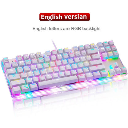 K87S RGB Gaming Mechanical Keyboard USB Wired 87 Keys Red/Blue Switch Laser RU Keypads For PC Computer Gamer - Asmota