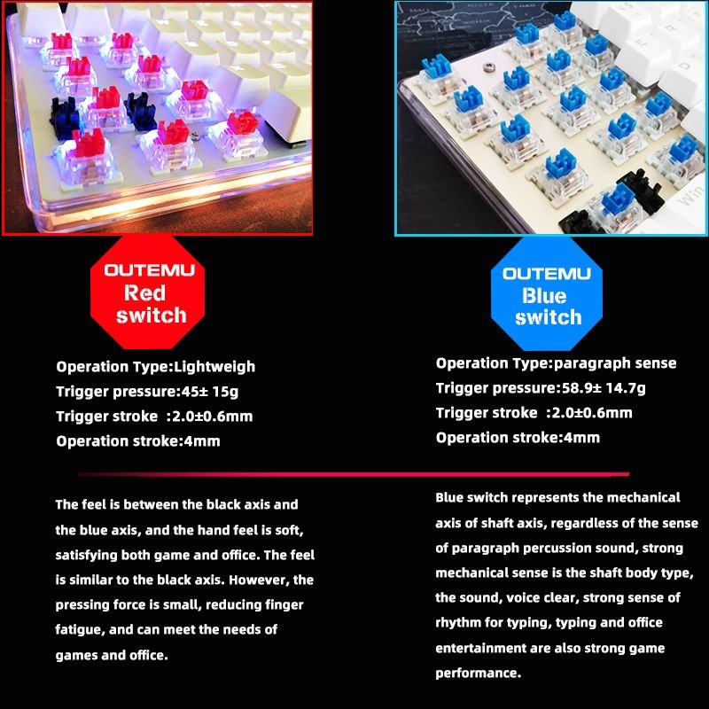 K87S RGB Gaming Mechanical Keyboard USB Wired 87 Keys Red/Blue Switch Laser RU Keypads For PC Computer Gamer - Asmota