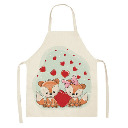 Kawaii Rainbow Fox Printed Cotton Linen Kitchen Apron - Asmota