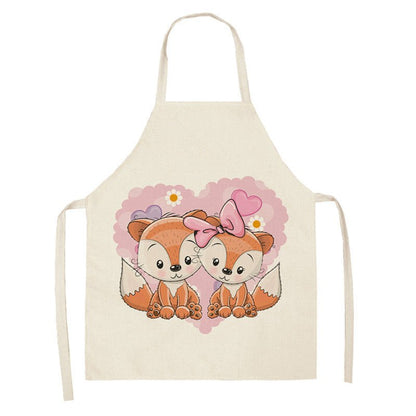 Kawaii Rainbow Fox Printed Cotton Linen Kitchen Apron - Asmota