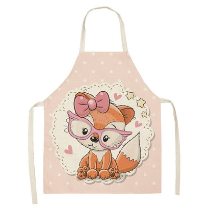 Kawaii Rainbow Fox Printed Cotton Linen Kitchen Apron - Asmota