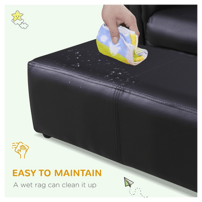 Kids Sofa Set with Footstool - Black - Asmota