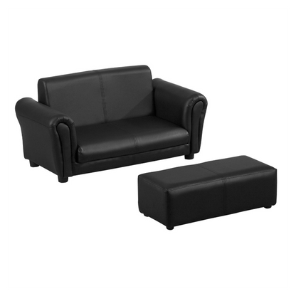 Kids Sofa Set with Footstool - Black - Asmota