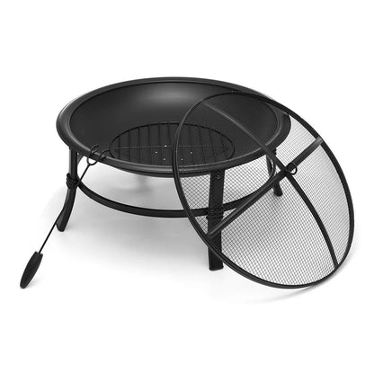 KingSo 26 inch Fire Pit for Outdoor Round Wood Burning Fire Pit Bowl with Mesh Screen and Fire Poker - Asmota