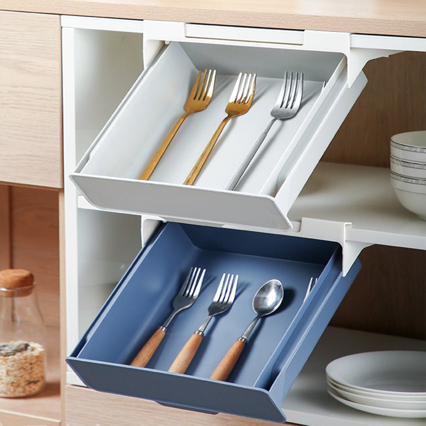 Kitchen Cabinet Divider Shelf Drawer Organizer Utensil Holder Under Desk Hanging Storage Box Fork Spoon Tray Kitchen Storage Box - Asmota