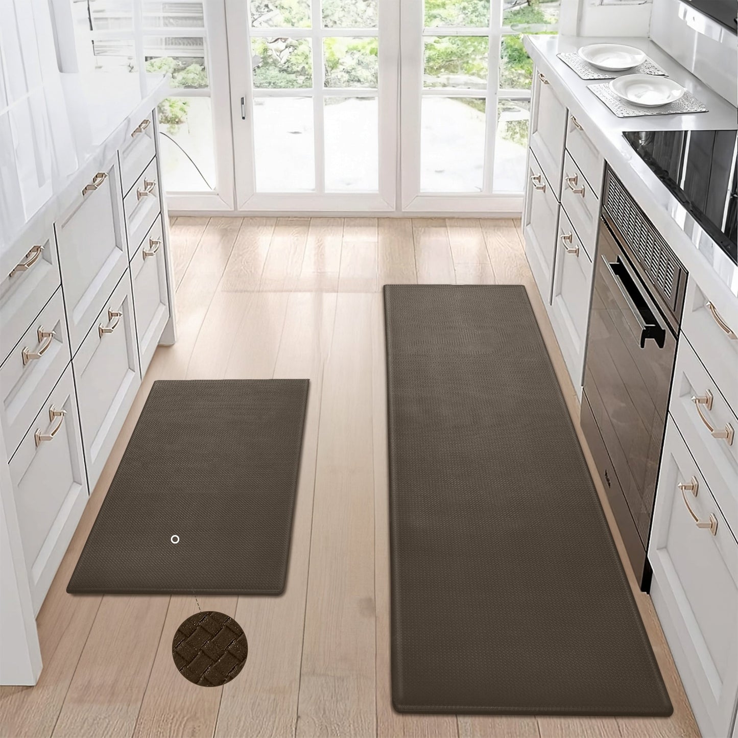 Kitchen Floor Mat Two - piece Set Of Non - slip, Waterproof And Easy To Scrub For Home, Kitchen - Asmota