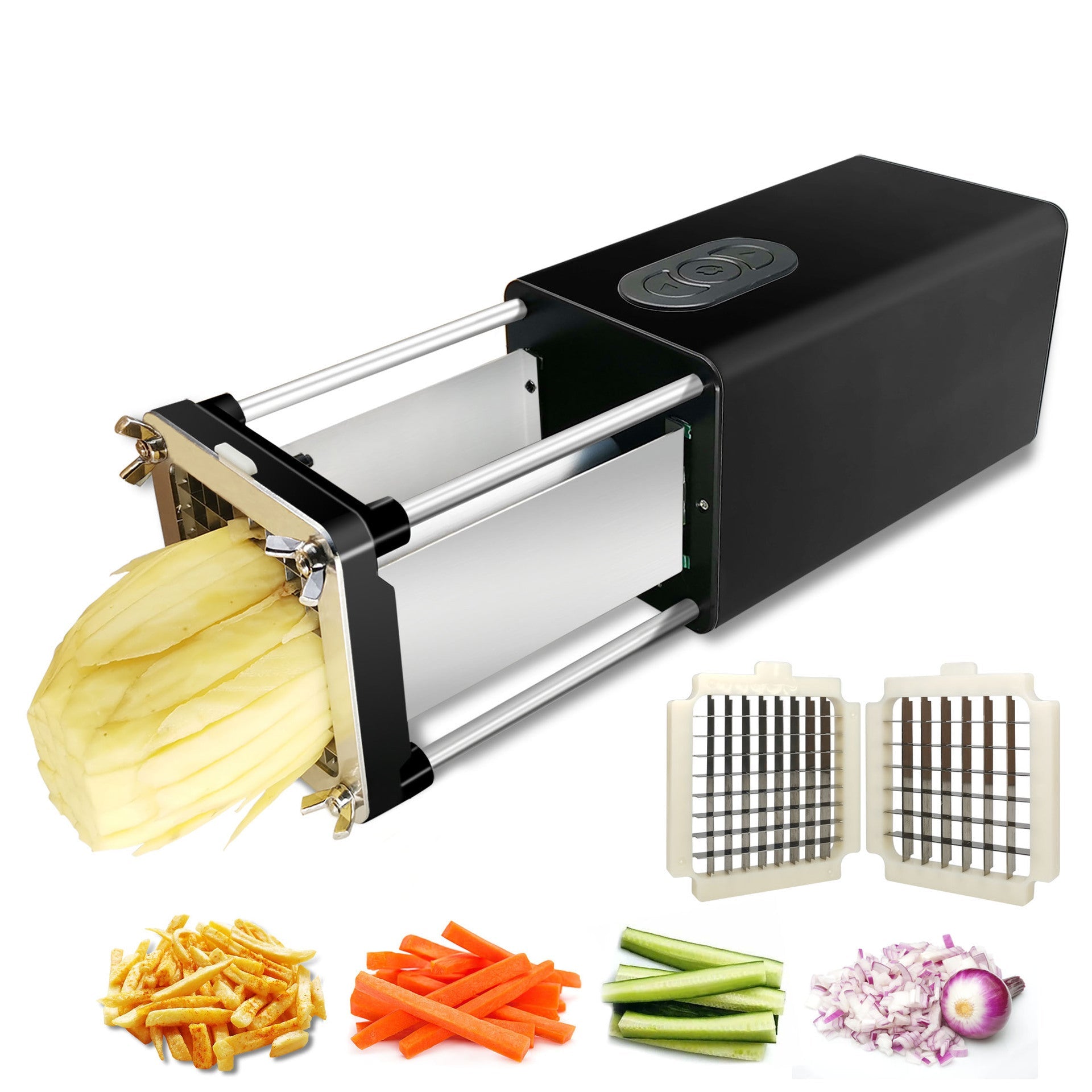 Kitchen Gadget Electric French Fry Cutter With Blades Stainless Steel Vegetable Potato Carrot For Commercial Household - Asmota