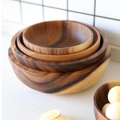 Kitchen Natural Wooden Bowl Household Fruit Bowl Salad Bowl For Home Restaurant Food Container Wooden Utensils Note The Size Hot - Asmota