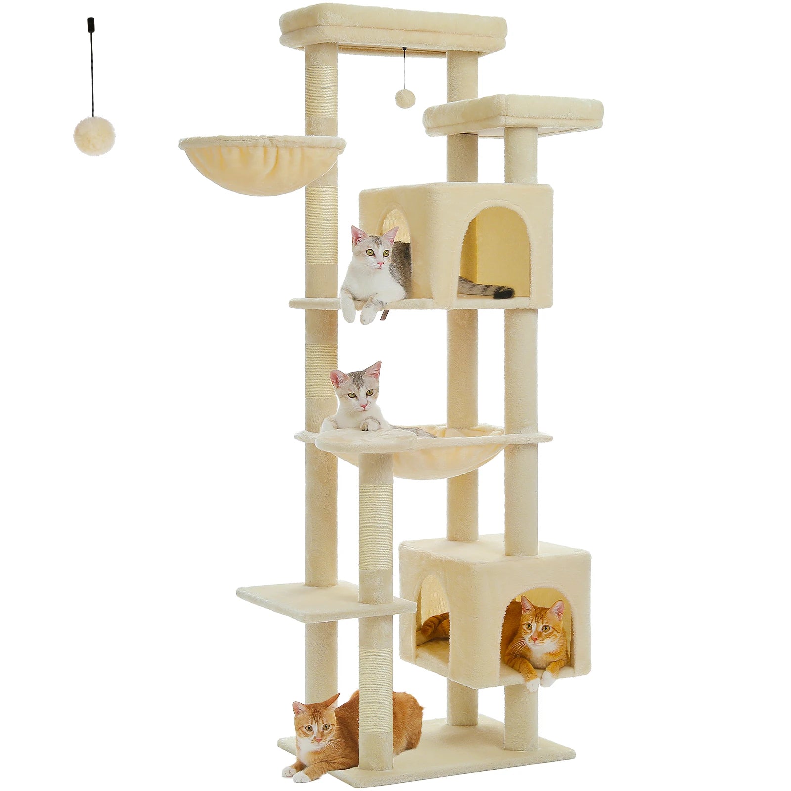 Large Cat Tree Tall Cat Tower for Indoor Cats Multi - Level Plush Cat Condo with Scratching Posts Scratching Boards Perches Caves - Asmota