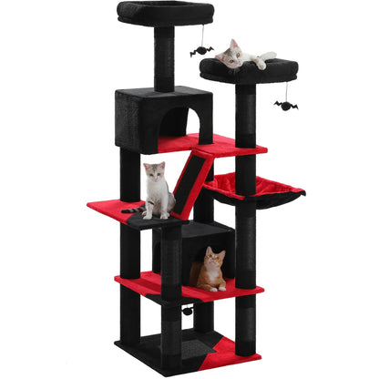 Large Cat Tree Tall Cat Tower for Indoor Cats Multi - Level Plush Cat Condo with Scratching Posts Scratching Boards Perches Caves - Asmota