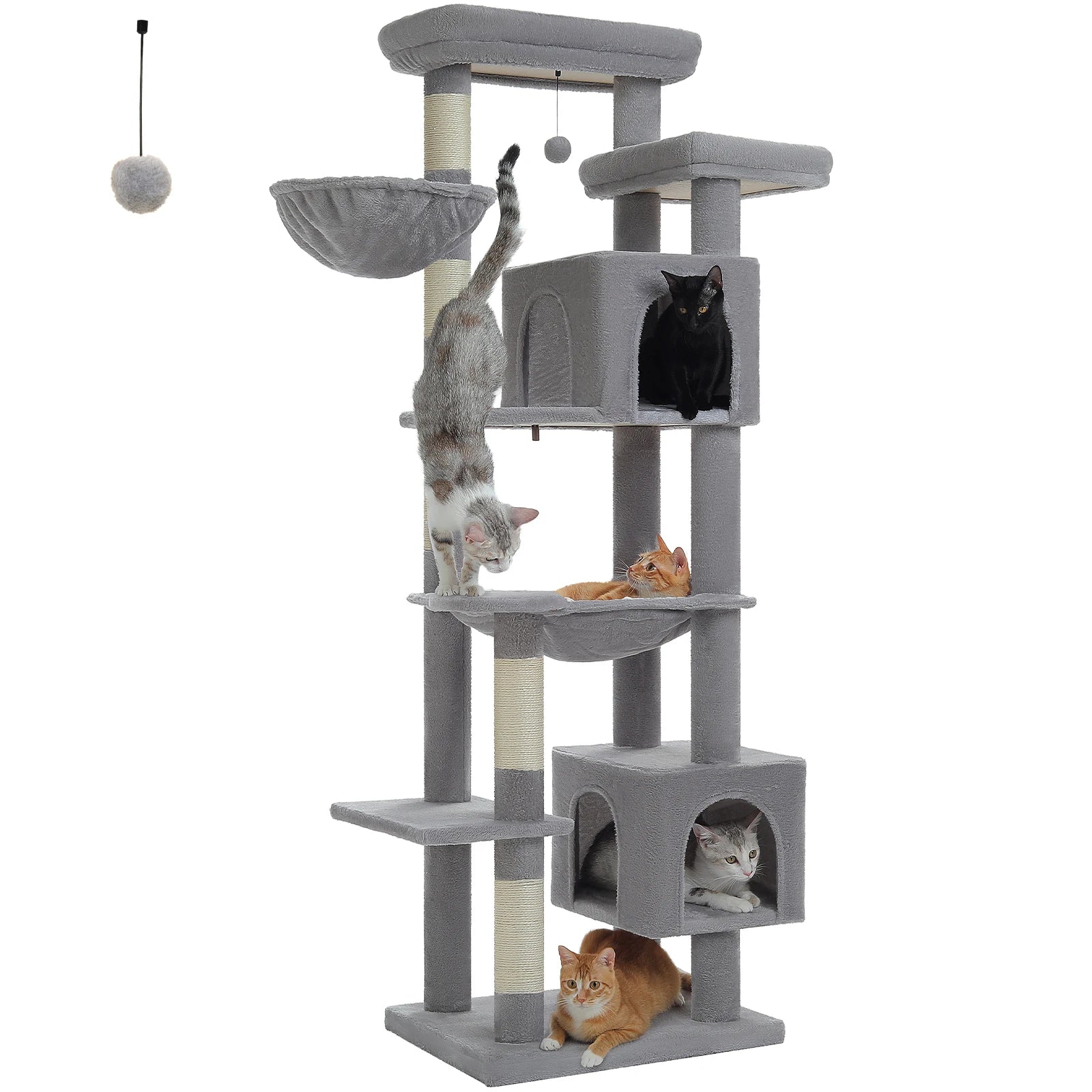 Large Cat Tree Tall Cat Tower for Indoor Cats Multi - Level Plush Cat Condo with Scratching Posts Scratching Boards Perches Caves - Asmota