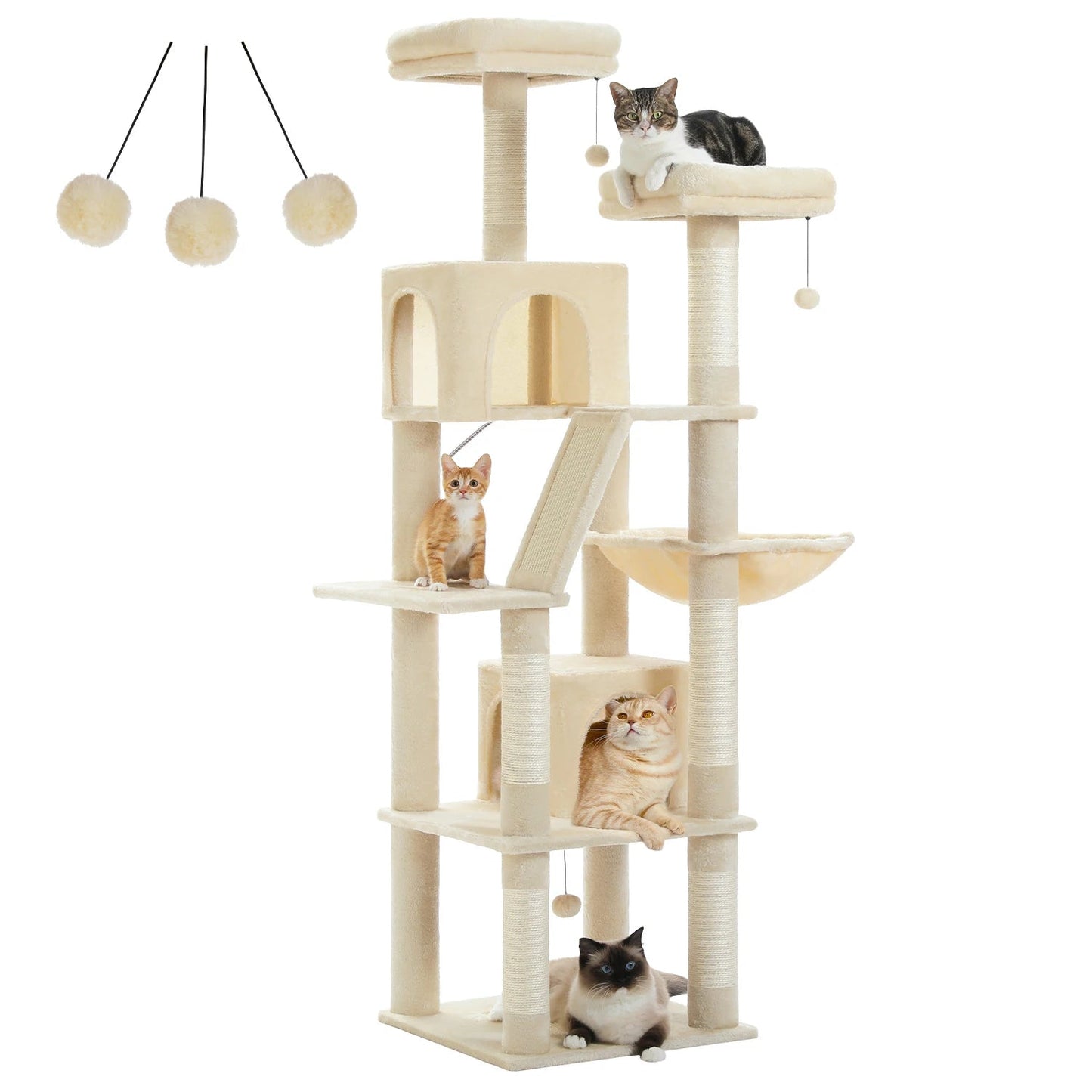 Large Cat Tree Tall Cat Tower for Indoor Cats Multi - Level Plush Cat Condo with Scratching Posts Scratching Boards Perches Caves - Asmota