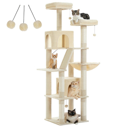 Large Cat Tree Tall Cat Tower for Indoor Cats Multi - Level Plush Cat Condo with Scratching Posts Scratching Boards Perches Caves - Asmota