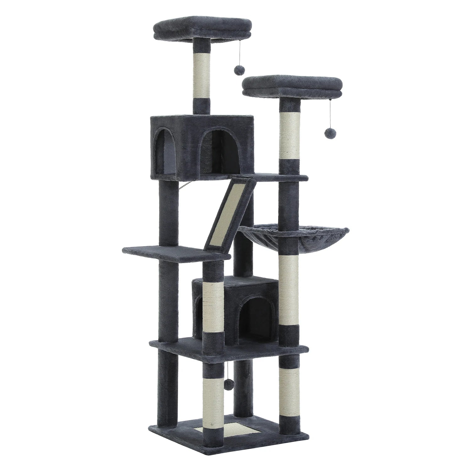 Large Cat Tree Tall Cat Tower for Indoor Cats Multi - Level Plush Cat Condo with Scratching Posts Scratching Boards Perches Caves - Asmota