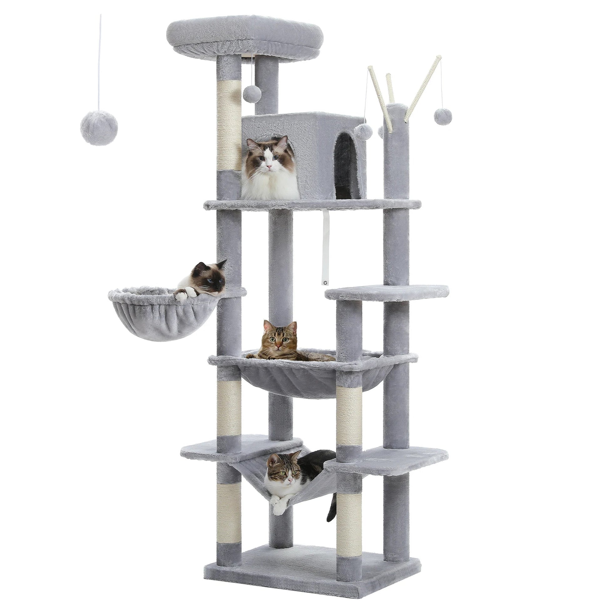 Large Cat Tree Tall Cat Tower for Indoor Cats Multi - Level Plush Cat Condo with Scratching Posts Scratching Boards Perches Caves - Asmota