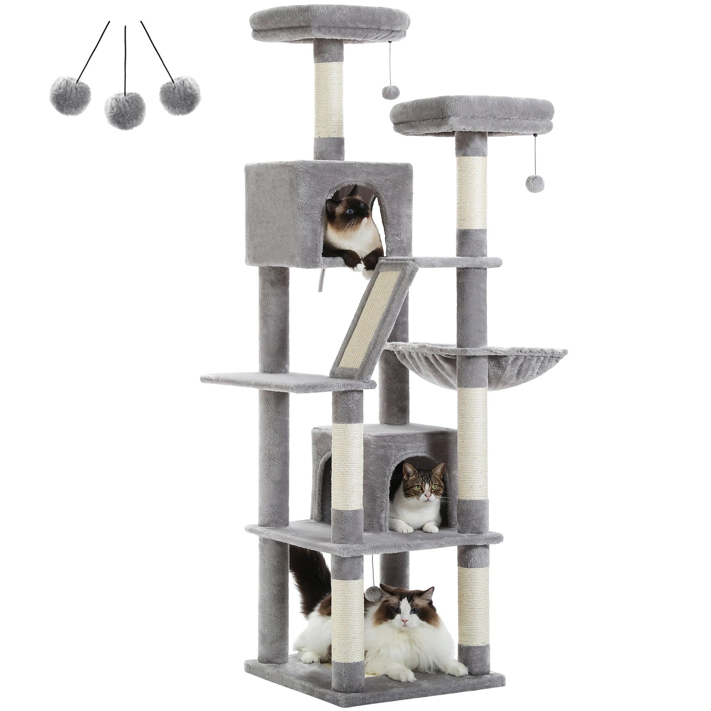 Large Cat Tree Tall Cat Tower for Indoor Cats Multi - Level Plush Cat Condo with Scratching Posts Scratching Boards Perches Caves - Asmota