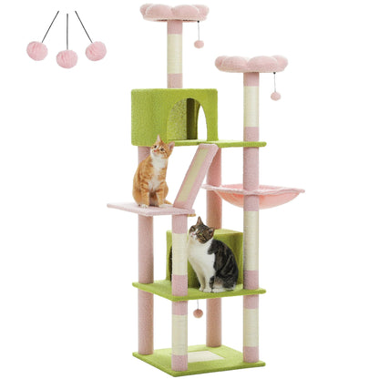 Large Cat Tree Tall Cat Tower for Indoor Cats Multi - Level Plush Cat Condo with Scratching Posts Scratching Boards Perches Caves - Asmota