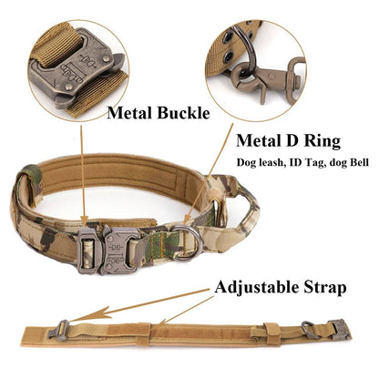 Large Dog Harness Collar Leash Set Military Dog K9 Harnesses Pet Tactical Vest Training German Shepherd For Medium Large Dogs - Asmota