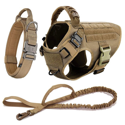 Large Dog Harness Collar Leash Set Military Dog K9 Harnesses Pet Tactical Vest Training German Shepherd For Medium Large Dogs - Asmota