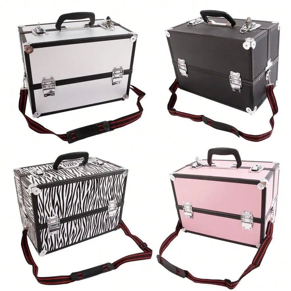 Large Portable Aluminum Beauty Cosmetic Makeup Jewelry Carry Case Salon Box New - Asmota