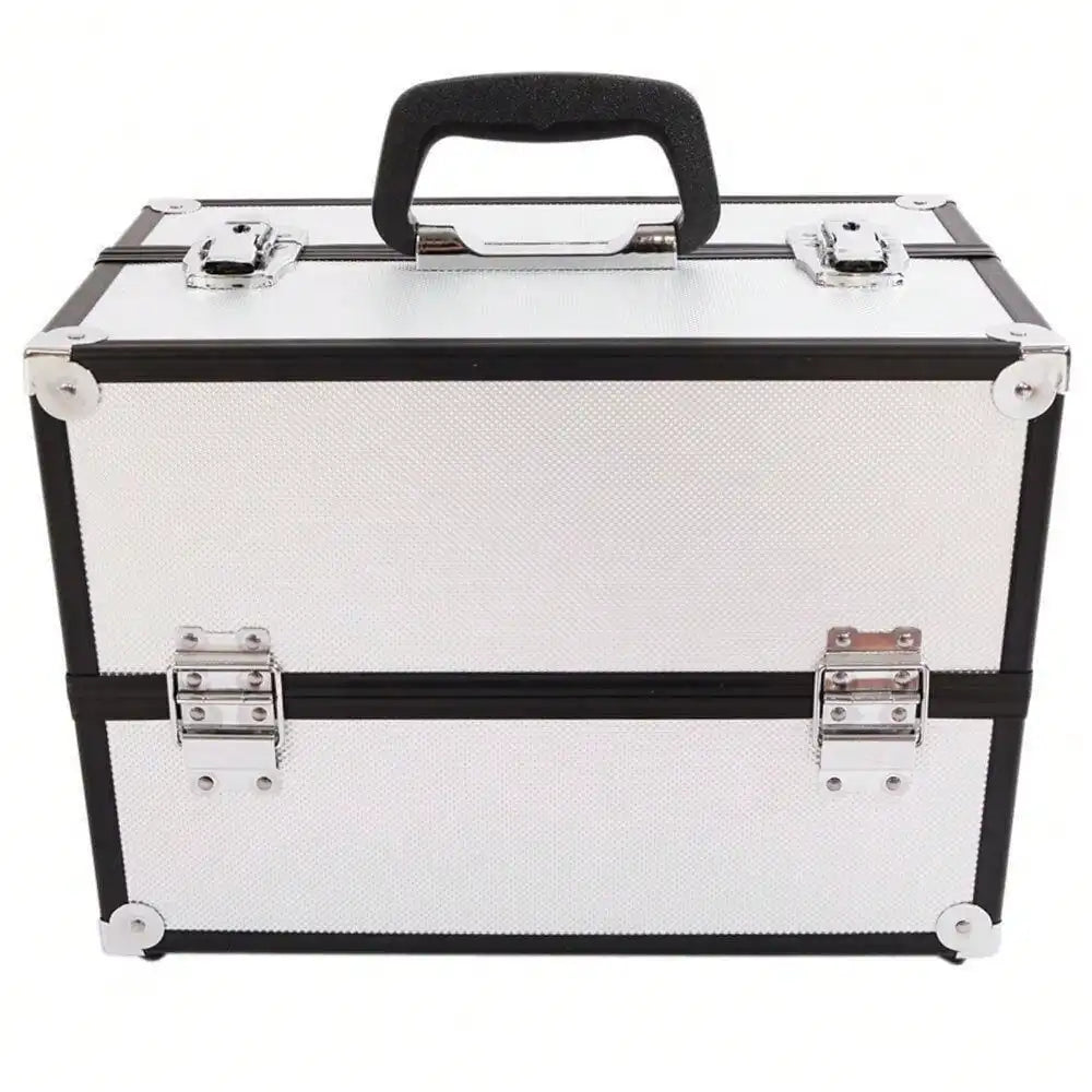 Large Portable Aluminum Beauty Cosmetic Makeup Jewelry Carry Case Salon Box New - Asmota