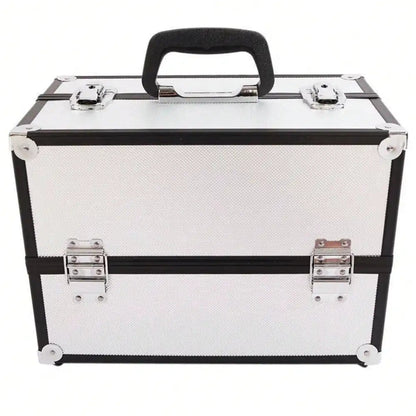 Large Portable Aluminum Beauty Cosmetic Makeup Jewelry Carry Case Salon Box New - Asmota