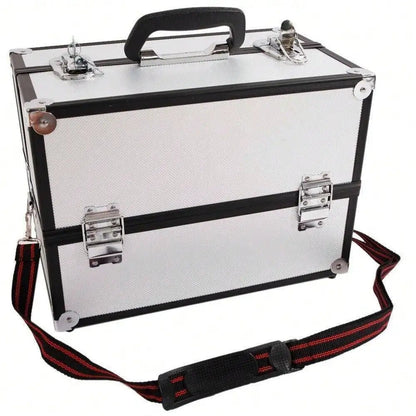 Large Portable Aluminum Beauty Cosmetic Makeup Jewelry Carry Case Salon Box New - Asmota