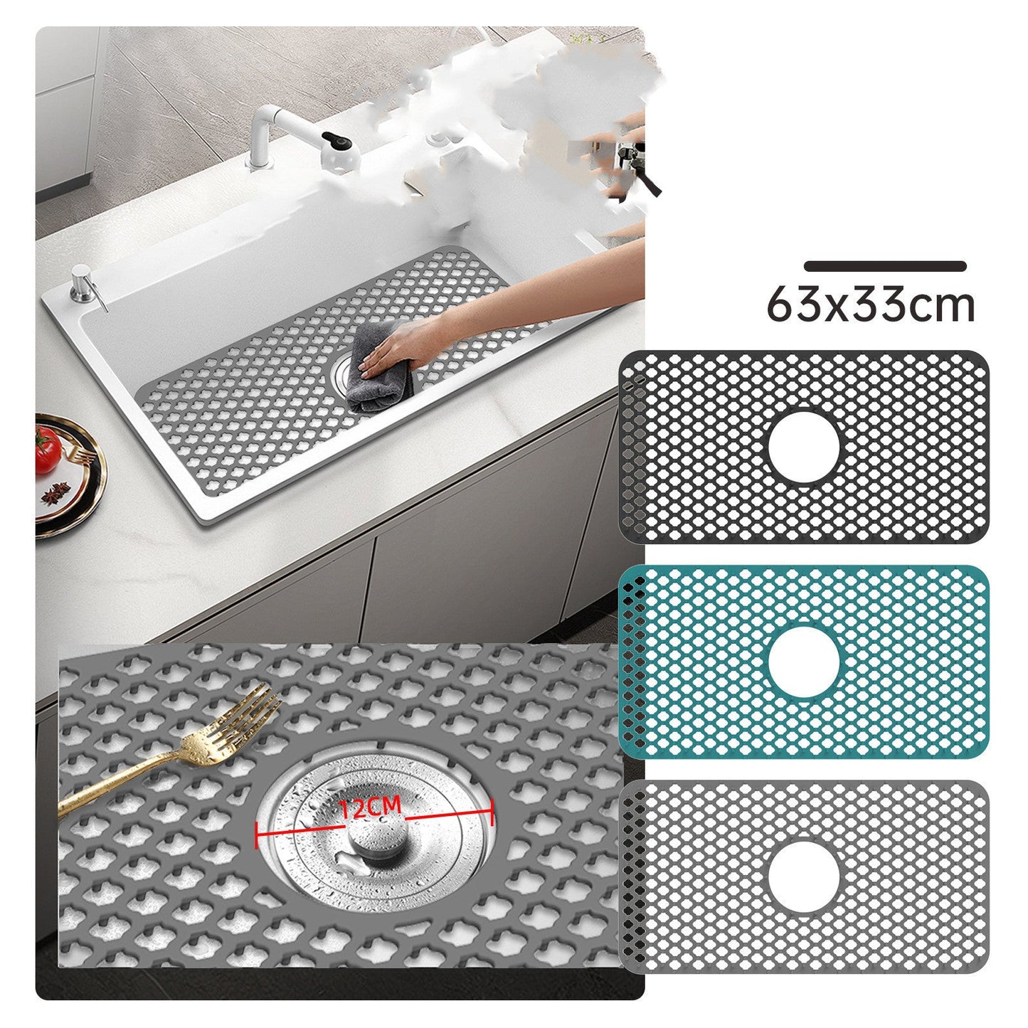Large Size Silicone Drain Mat Kitchen Sink Protection - Asmota