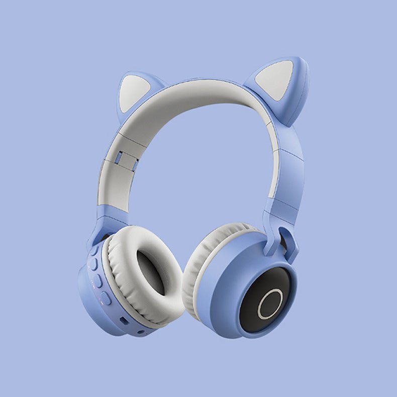 LED Light Cat Ear Headphones Wireless Bluetooth 5.0 Headset Portable Foldable Kids Headphone With Microphone Best Gift - Asmota