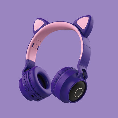 LED Light Cat Ear Headphones Wireless Bluetooth 5.0 Headset Portable Foldable Kids Headphone With Microphone Best Gift - Asmota