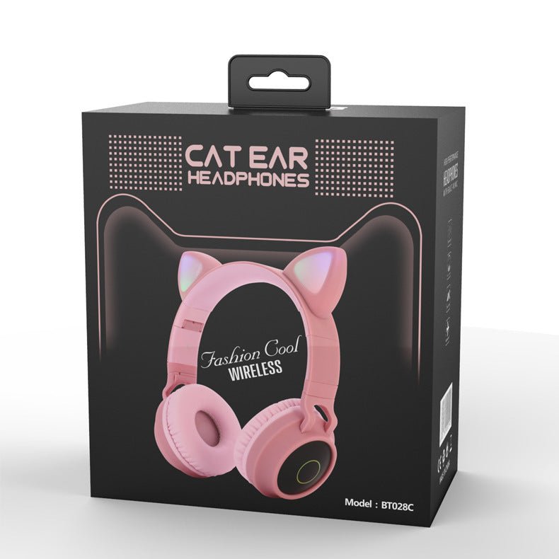 LED Light Cat Ear Headphones Wireless Bluetooth 5.0 Headset Portable Foldable Kids Headphone With Microphone Best Gift - Asmota