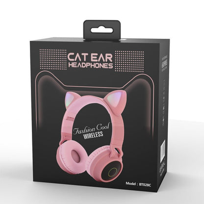 LED Light Cat Ear Headphones Wireless Bluetooth 5.0 Headset Portable Foldable Kids Headphone With Microphone Best Gift - Asmota
