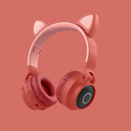 LED Light Cat Ear Headphones Wireless Bluetooth 5.0 Headset Portable Foldable Kids Headphone With Microphone Best Gift - Asmota