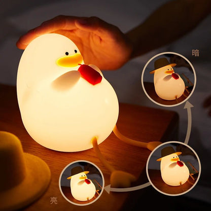 LED Night Light Rechargeable Duck Night Lamp Silicone Dimmable Lamps Bedside Nightlights Room Decor Kids Gift - Asmota