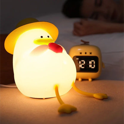 LED Night Light Rechargeable Duck Night Lamp Silicone Dimmable Lamps Bedside Nightlights Room Decor Kids Gift - Asmota
