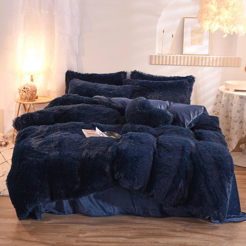 Luxury Thick Fleece Duvet Cover Queen King Winter Warm Bed Quilt Cover Pillowcase Fluffy Plush Shaggy Bedclothes Bedding Set Winter Body Keep Warm - Asmota