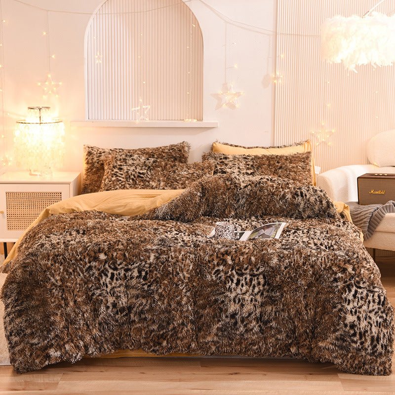 Luxury Thick Fleece Duvet Cover Queen King Winter Warm Bed Quilt Cover Pillowcase Fluffy Plush Shaggy Bedclothes Bedding Set Winter Body Keep Warm - Asmota