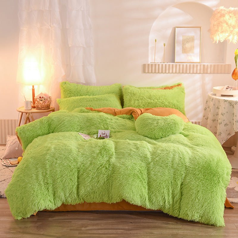 Luxury Thick Fleece Duvet Cover Queen King Winter Warm Bed Quilt Cover Pillowcase Fluffy Plush Shaggy Bedclothes Bedding Set Winter Body Keep Warm - Asmota