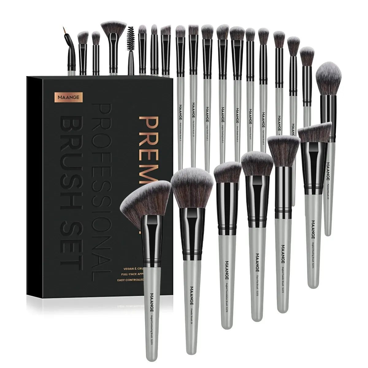 MAANGE Professional Gift Box 25 Pieces Makeup Brushes Kit Face Eye Beauty Brushes For Foundation Conceal Eyeshadow Contour Brush - Asmota