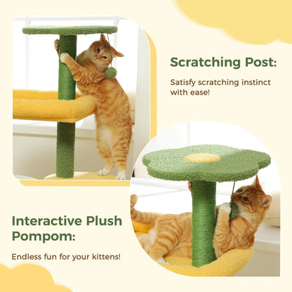Made4Pets Cat Tree, 37" Multi - Level Indoor Cat Tree With Perch & Ball & Scratching Posts Cat Tower, Green, 3 - 7days delivery - Asmota