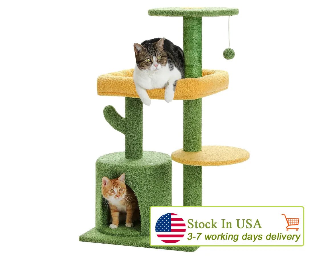 Made4Pets Cat Tree, 37" Multi - Level Indoor Cat Tree With Perch & Ball & Scratching Posts Cat Tower, Green, 3 - 7days delivery - Asmota