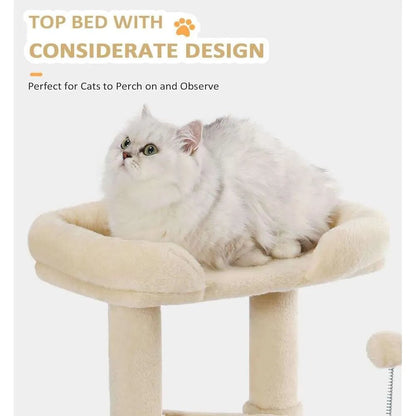 Made4Pets Cat Tree, Cat Tower Indoors Cute Wood Kitty Condo with Scratching Post Pad, 29" Multi - Level Modern Activity Climbing Furniture, Beige, 3 - 7days delivery - Asmota